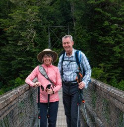 Couple on Kepler Track swing bridge