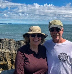 Couple at Punakaiki pancake rocks, West Coast New Zealand