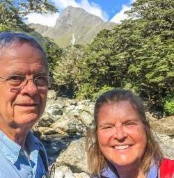 Couple at Routeburn Track River, Otago New Zealand