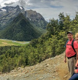 Couple at Routeburn Track Valley, Otago New Zealand