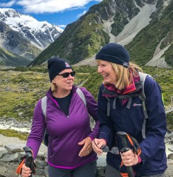 Friends laughing in Mount Cook National Park