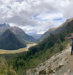 Group above Routeburn track valley, Fiordland New Zealand