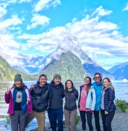 Group at Milford Sound waterfront walk