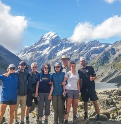 Group at Hooker Lake, Aoraki Mount Cook National Park Canterbury New Zealand