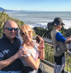 Group at Punakaiki Pancake Rocks and Blowholes, Porarari National Park West Coast New Zealand
