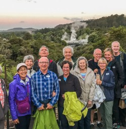 Group at Te Puia Pohutu Geyser, Rotorua New Zealand