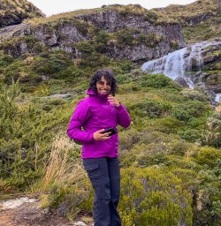 Guest at Routeburn Track Falls, Otago New Zealand