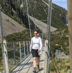 Guest walking the Hooker Valley Track, Canterbury New Zealand