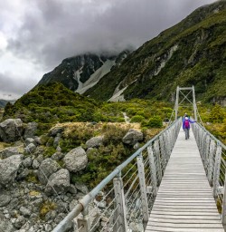 Hike over the swing bridge to start the Hooker Valley Track