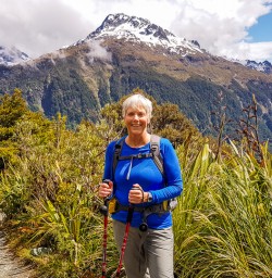 Lady at Key Summit Lookout Trail Lake, Fiordland New Zealand