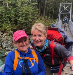 Ladies at Routeburn track river, Otago New Zealand