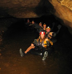 All linked up ready to raft the Nile River with super guide Grace taking the lead