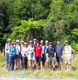 hiking group at paparoa national park new zealand