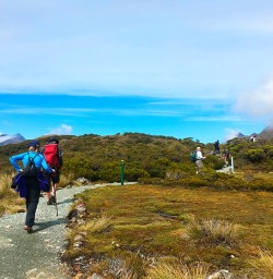Our 'Classicers' hiking the Routeburn Track. The scenery on the tops is breathtaking