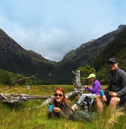 Stopping for lunch on the Routeburn Track