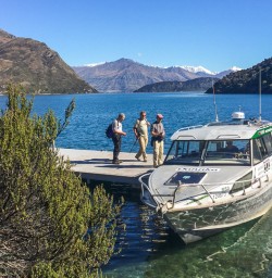 Taking boat at Mou Waho Island, Lake Wanaka Otago New Zealand