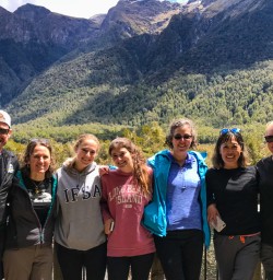 Tour group at Mirror Lakes Fiordland