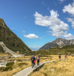 Walking at Aoraki Mount Cook National Park, Canterbury New Zealand