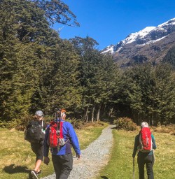 Walking the Routeburn Track valley, Otago New Zealand