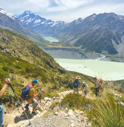 2. Group heading down Sealy Tarns Track