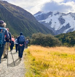 2. Group walking to Kea Point