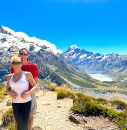 2. Guest couple with epic views of Mt Cook Sealy Tarns