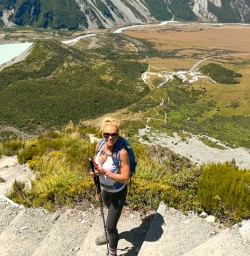 2. Guest making her way down Sealy Tarns