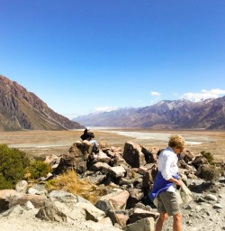 2. Guests looking down the Hooker Valley