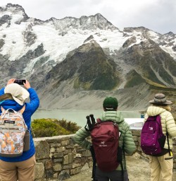2. Guests taking pictures Hooker Valley lookout
