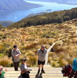 2. Hiking group at Luxmore Hut on the Kepler Track