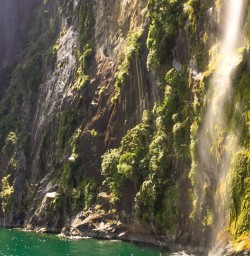2. Milford Sound rock wall and waterfall