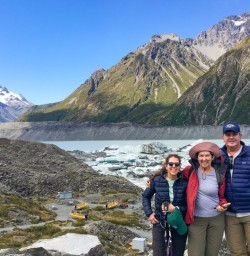 Three happy guests at Tasman Lake Icebergs
