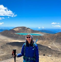 Guest posing in Tongariro National Park
