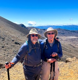 Happy couple hiking the Tongariro Crossing