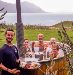 Outdoor bath at Lake Ohau Quarters, Canterbury New Zealand