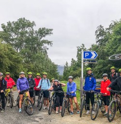 Biking group at Queenstown trail, Otago New Zealand