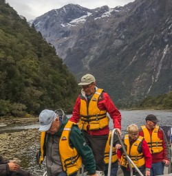 Boarding at Arthur river, Fiordland New Zealand
