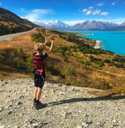 That view makes us jump in the air too! Lake Pukaki looking towards Aoraki/Mt Cook.