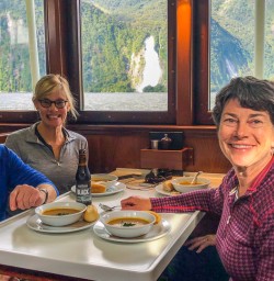 Dinner on a boat at Milford Sound, Fiordland National Park Southland New Zealand