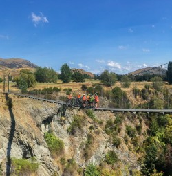 Group at Arrow river bridges ride, Otago New Zealand