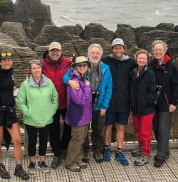 Group at Punakaiki pancake rocks, West Coast New Zealand