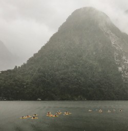Kayaking tour at Milford Sound, Fiordland New Zealand