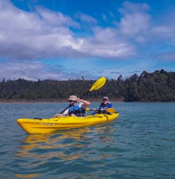 Kayak tour at Okarito Lagoon, West Coast New Zealand