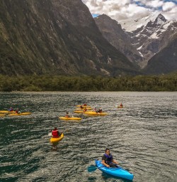 Kayaking at Milford Sound, Fiordland New Zealand