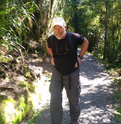 happy hiker at okarito trig