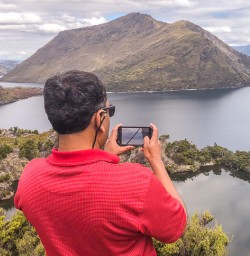 Taking picture at Mou Waho Island, Wanaka Otago New Zealand
