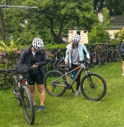 Preparing to cycle in Arrowtown
