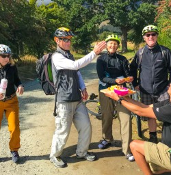 Snack stop on Arrowtown bike ride