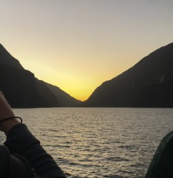 Sunset at Milford Sound, Fiordland New Zealand