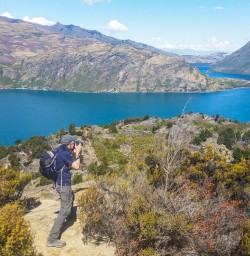 Taking pictures at Mou Waho Island, Lake Wanaka Otago New Zealand